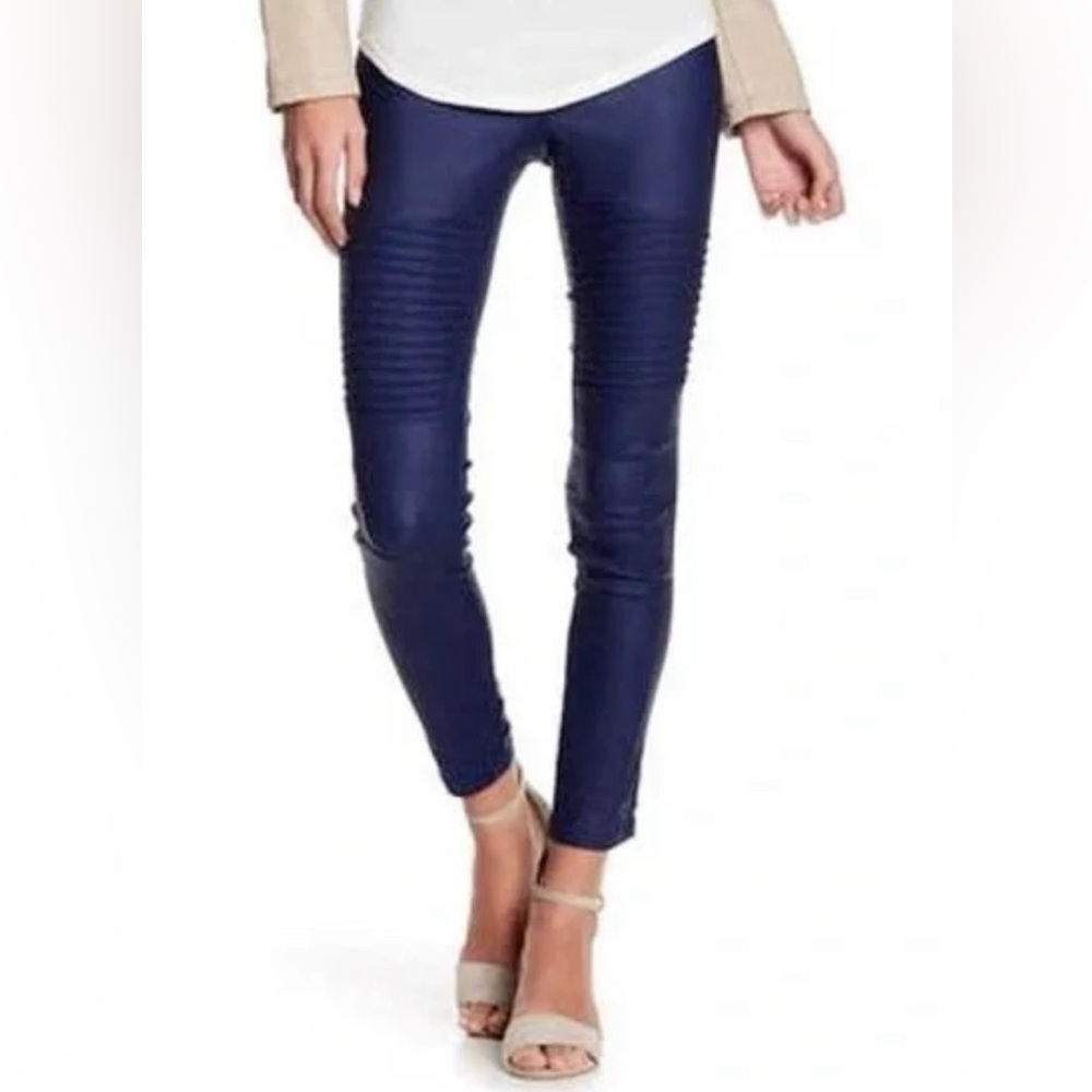 Ooberswank Coated Navy High Rise Moto Leggings | Size: M